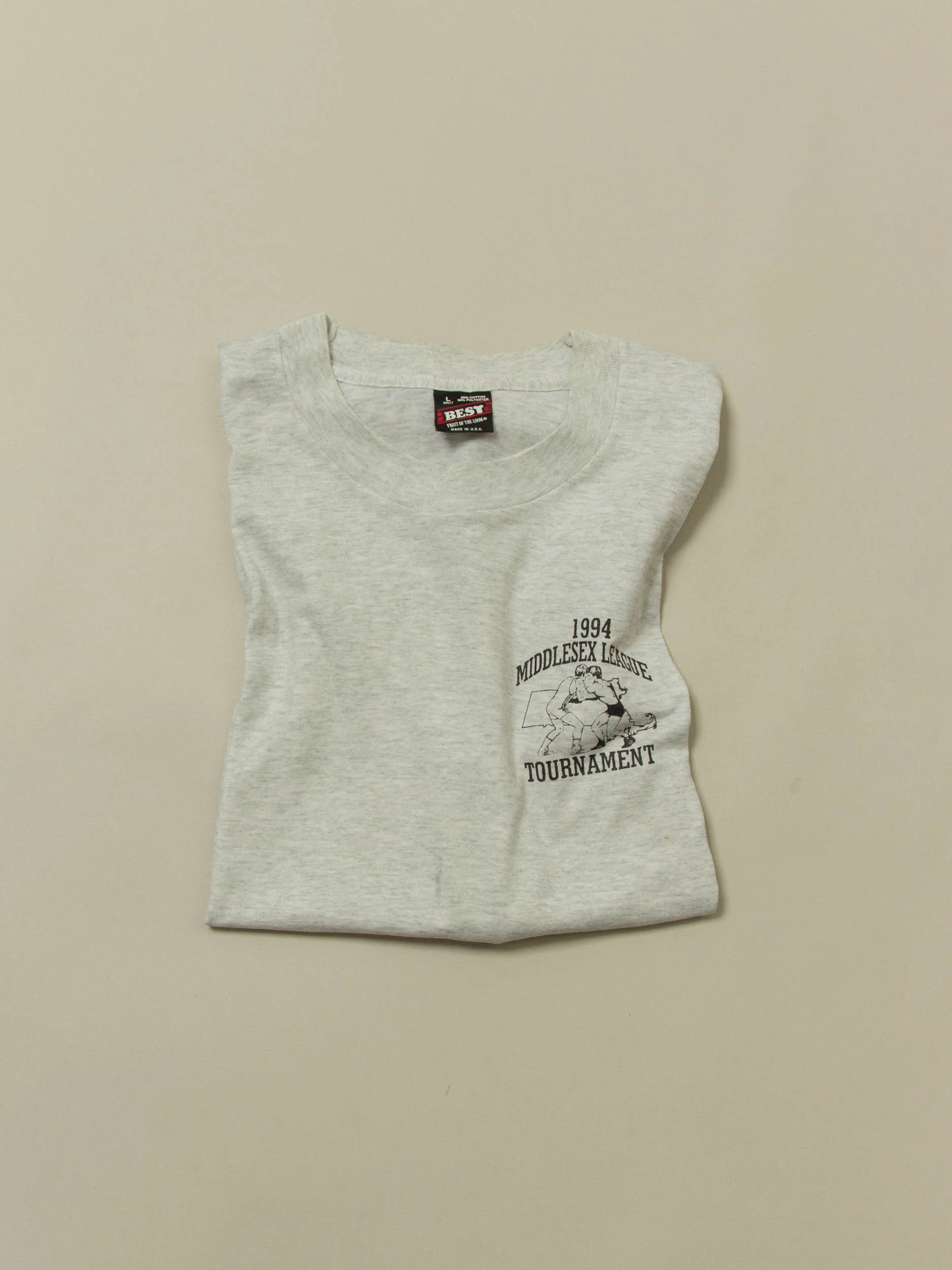 Vtg 1994 Middlesex Wrestling Single Stitch Tee – Made in USA (L) - Image 8